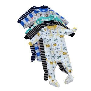 Toddlers and Baby Boys' Flame Resistant Fleece Footed Pajamas, Pack of 6